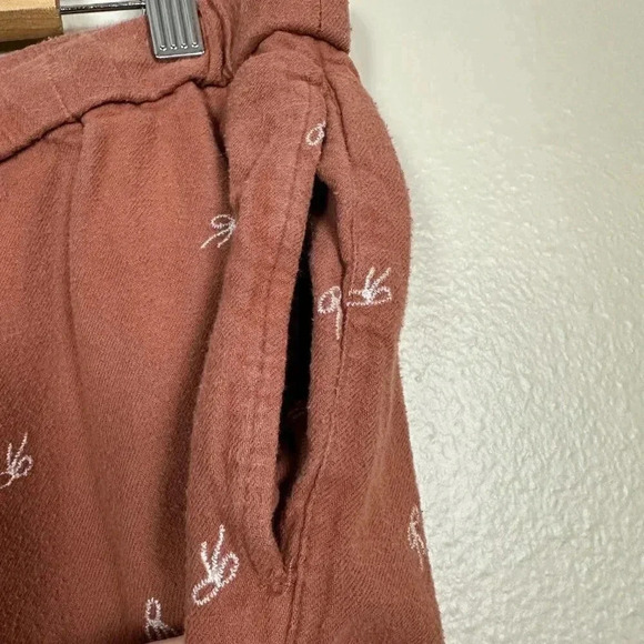 Madewell Bow Embroidered Flannel Pajama Pants Rust Large - Picture 9 of 9